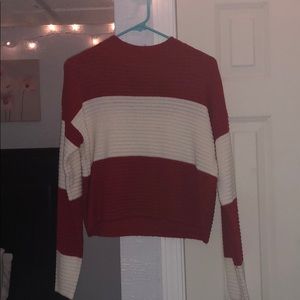 red and white forever 21 cropped sweater